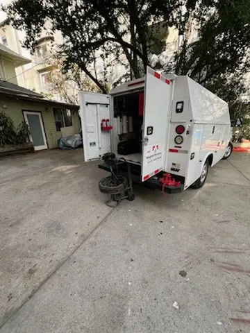 Magnet Plumbing service vehicle on-site for Water Heater Repair in Mexico Beach